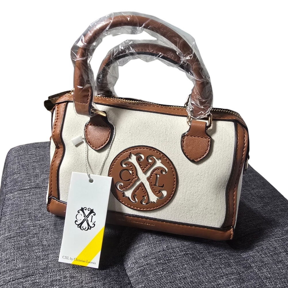 Christian Lacroix CXL Natural Cognac Sydney Micro Barrel Bag NWT